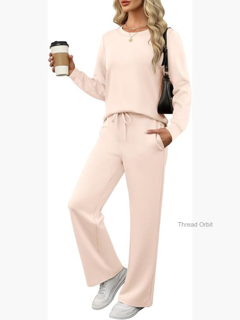 Women's 2 Piece Lounge Set Wide Leg Tracksuit Soft Rayon Polyester Casual